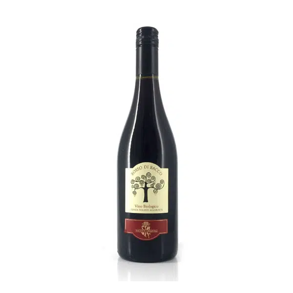 A bottle of red dry wine