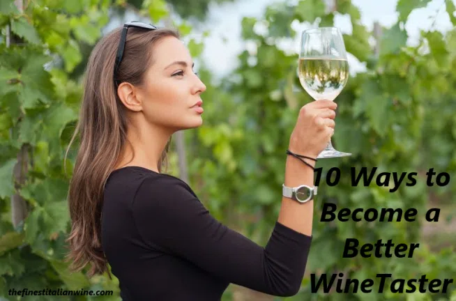 a lady observing a glass of wine