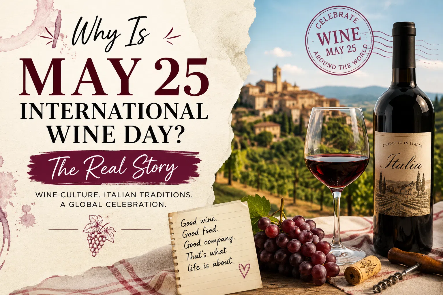Italian wine glasses celebrating International Wine Day on May 25