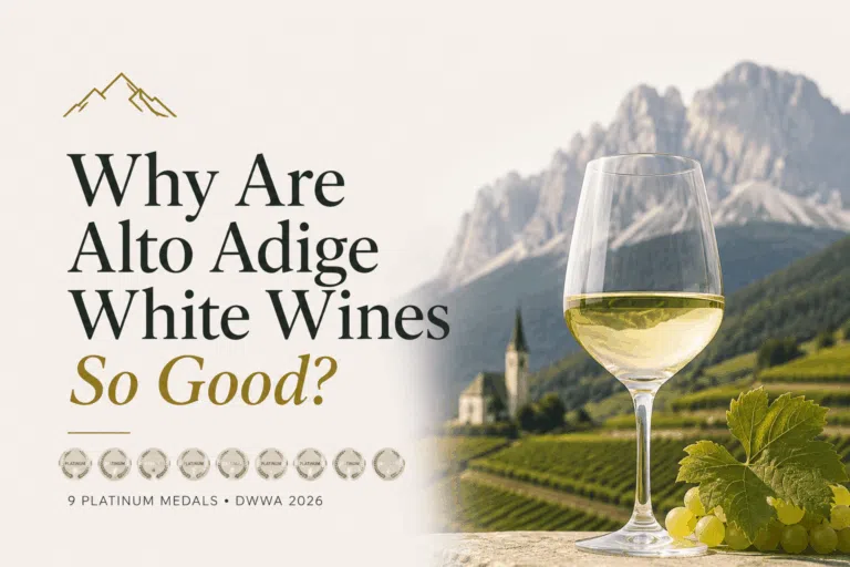 Alto Adige white wine with Dolomite vineyards and nine Platinum medals from DWWA 2026