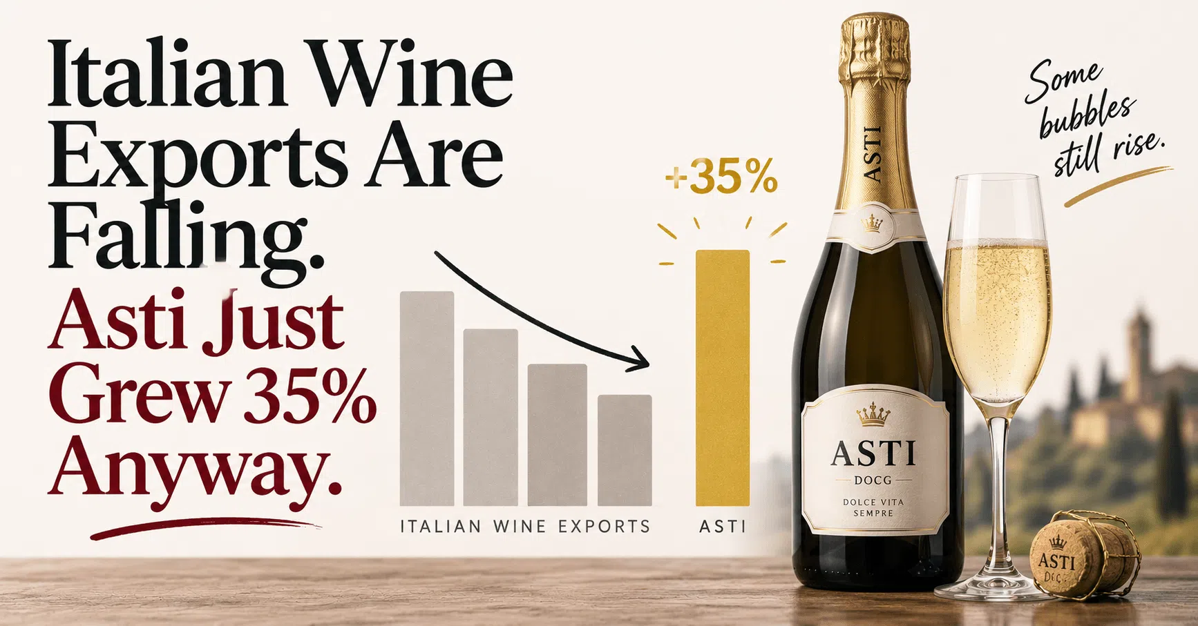 Italian wine exports falling while Asti wine grows 35 percent