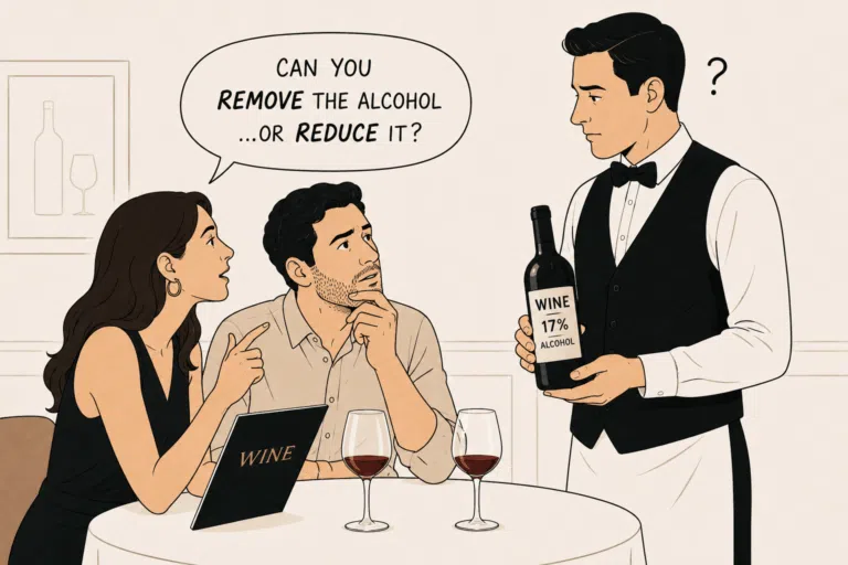 Couple asking a restaurant waiter to reduce the alcohol content of their wine